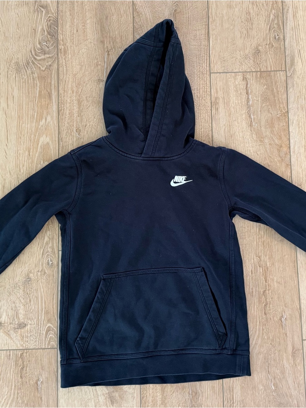 Nike Black Kids Hooded Sweatshirt with White Swoosh